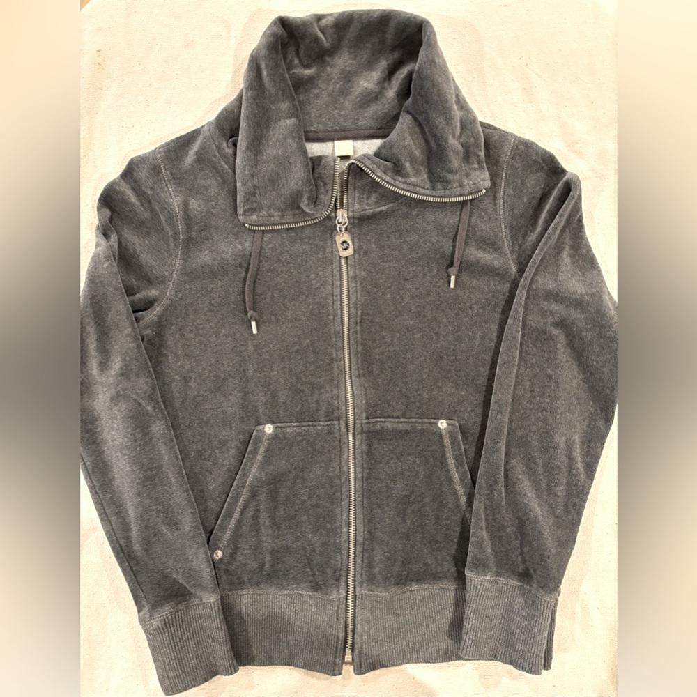 Michael Kors Zip Front Velour Sport Yoga Jacket Top Coat Derby Size Small